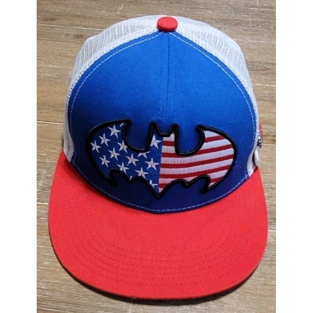 Batman Hat DC Comics Mesh Truckers USA Flag Snapback Baseball Cap